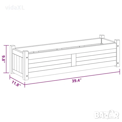 vidaXL Градинска повдигната леха, акациево дърво, 100x30x25 см, снимка 9 - Саксии и кашпи - 56147513