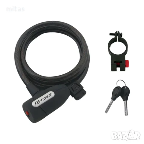 Заключващо устройство за велосипед с ключ FORCE LUX 150см/10мм +Държач