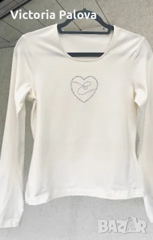 LUXURY блуза със стрази ESKADA  трикотажен памук, снимка 11 - Блузи с дълъг ръкав и пуловери - 48317664