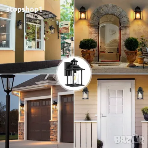 Lamomo Външна стенна лампа, Външна светлина със сензор за движение с крушка, Водоустойчив алуминиев , снимка 4 - Лампи за стена - 49167412