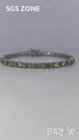 Ръчно изработена сребърна гривна с перидот и лунен камък, снимка 13 - Гривни - 52575999