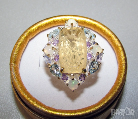 925 сребърен пръстен с лимонов кварц 28 карата