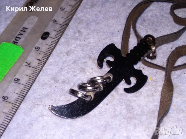 ХЕВИ МЕТАЛ - АРТ МЕДАЛЬОН ЛАКИРАН МЕТАЛЕН ПИРАТСКИ ЯТАГАН с ШНУРЧЕ от ВЕЛУР 13741, снимка 5 - Колиета, медальони, синджири - 41483723