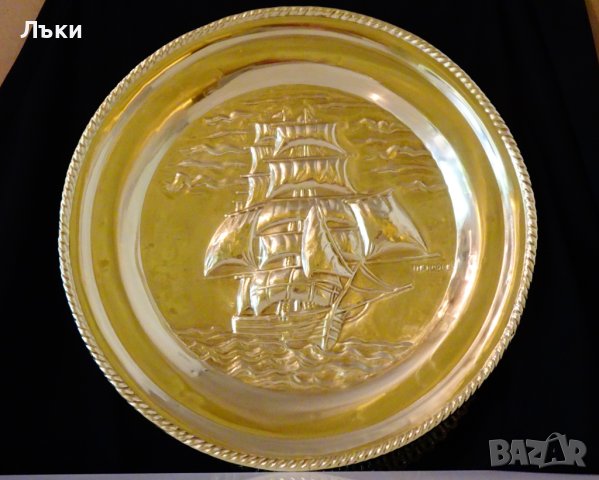 Бронзово пано Английски боен кораб,44 см.,850 гр. 