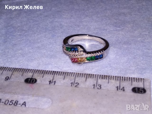 РАЗКОШЕН СРЕБЪРЕН АРТ ПРЪСТЕН РОДИРАНО СРЕБРО 925 ИНКРУСТИРАН с РАЗНОЦВЕТНИ СКЪПОЦЕННИ КАМЪНИ 38590, снимка 10 - Пръстени - 41637983
