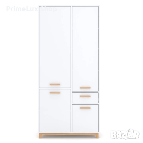 Гардероб STEKA 4D1S бяло/каменен дъб , снимка 2 - Гардероби - 53105464