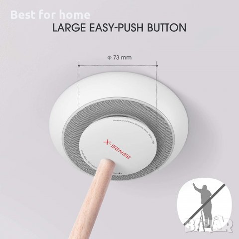 X-Sense 10-годишен алармен детектор за дим и въглероден окис с голям бутон за заглушаване, XP01, снимка 5 - Други стоки за дома - 39614549