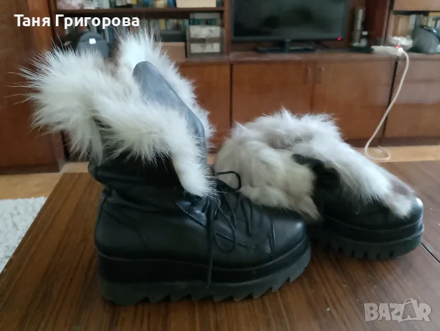 Дамски боти естествена кожа естествен косъм лисица 
