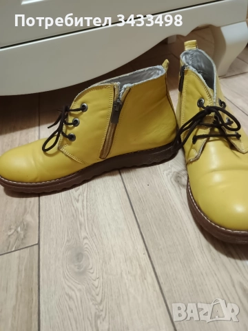 Жълти боти, естествена кожа, снимка 3 - Дамски боти - 52956369