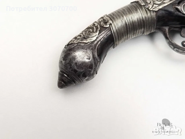 Автентичен османски сребърен кремъчен пищов, снимка 2 - Антикварни и старинни предмети - 53499904