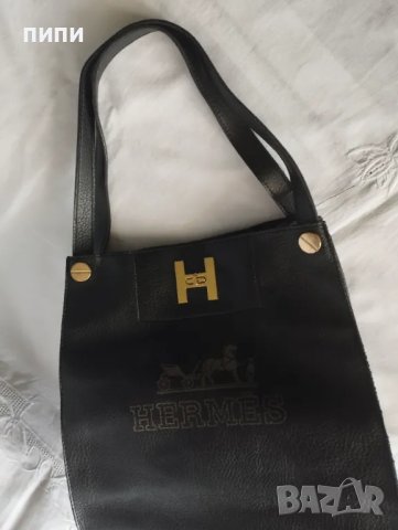 Черна дамска чанта с две дълги дръжки, снимка 8 - Чанти - 47292715