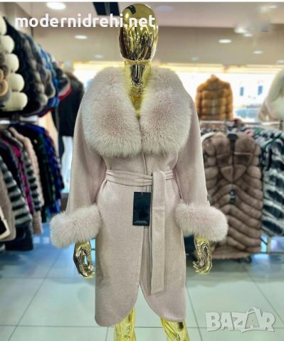 Дамско луксозно палто кашмир вълна и лисица код 318, снимка 1 - Палта, манта - 39712701