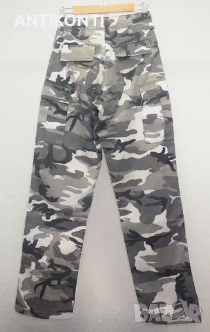 Unisex бяло-сив камуфлажен карго панталон, снимка 7 - Панталони - 56266868