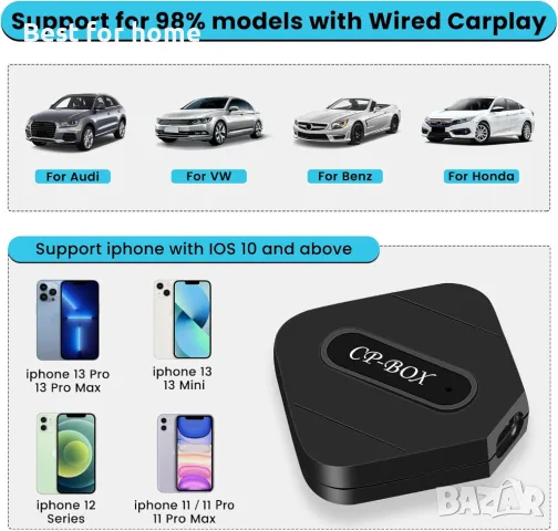 CP-BOX Z1D Wireless CarPlay адаптер, съвместим с Apple, снимка 4 - Аксесоари и консумативи - 49418772