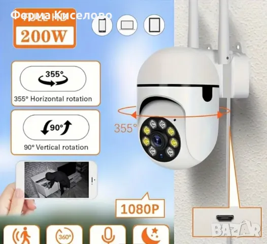 външна охранителна камера+карта памет 64гб