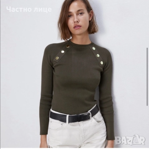 Блуза Zara, черен топ, снимка 3 - Блузи с дълъг ръкав и пуловери - 52842744