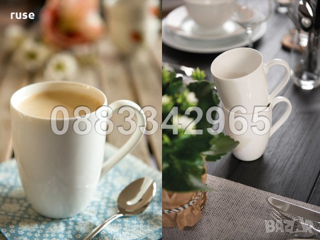 НОВ! Сервиз чаши за кафе и чинии за десерт костен порцелан 12 части, снимка 4 - Сервизи - 35822653