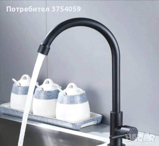 Кухненски въртящ се черен смесител, снимка 4 - Смесители - 52381889