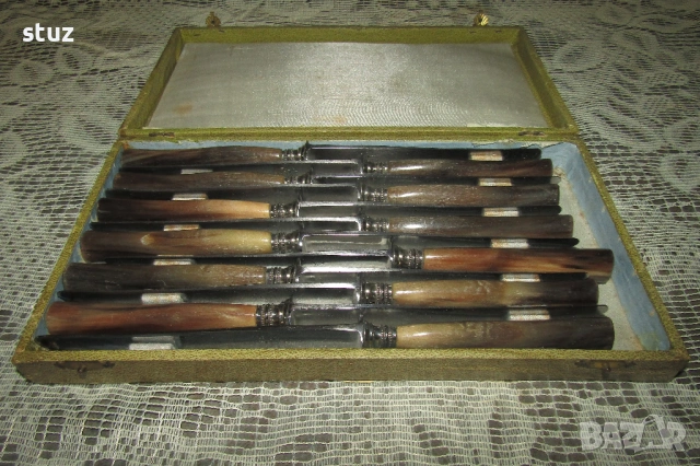 Антикварни трапезни ножове Au Kabyle, к-т 12 бр., снимка 2 - Прибори за хранене, готвене и сервиране - 53785908