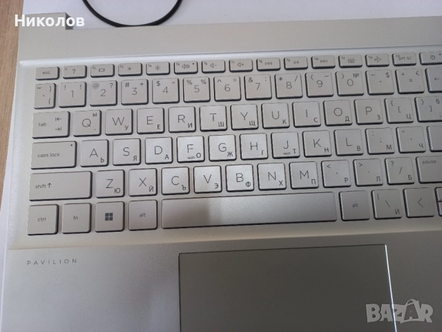 Палмрест с клавиатура  с кирлица с подсветка и пръстов отпечатък,тъчпад HP 15-EG, HP 15-EH, снимка 3 - Части за лаптопи - 51787806