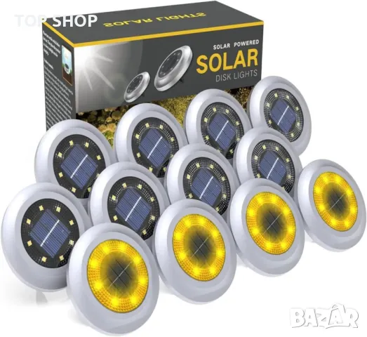 Torchtree соларни градински земни дискови лампи, IP65, 12 броя