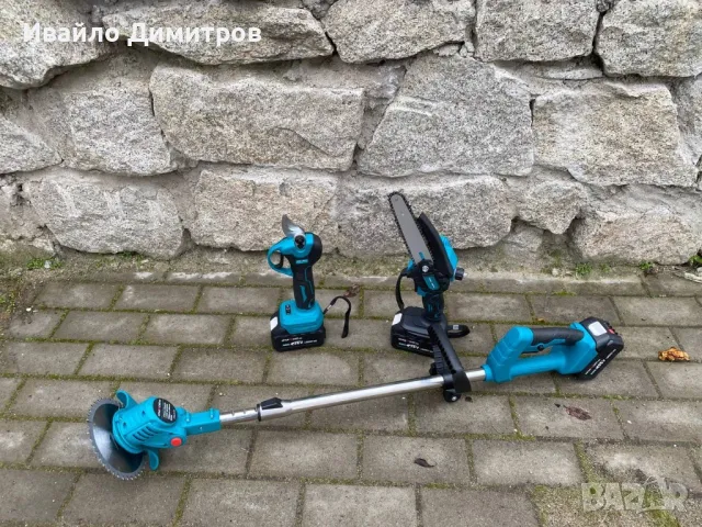 Градински комплект акомулаторни ножица, трион и храсторез KraftRoyal. 36V/8Ah. с 3 батерии, снимка 3 - Други инструменти - 49574384