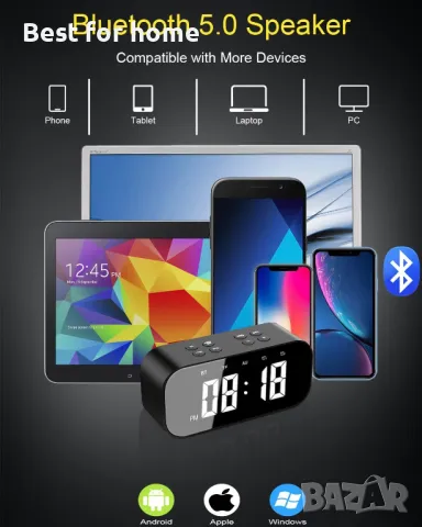 AFK акумулаторен будилник с Bluetooth високоговорител, снимка 4 - Друга електроника - 48827244