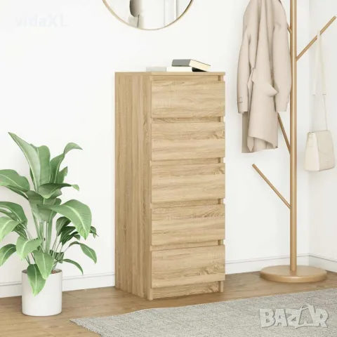 vidaXL Бюфет с чекмеджета, дъб сонома, 37,5x35x99 см, инженерно дърво, снимка 2 - Бюфети - 56148386