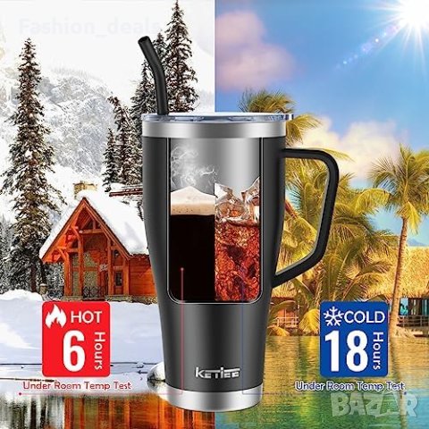 Нова изолирана вакумна чаша с 2 капак кафе топли и студени напитки, снимка 6 - Други стоки за дома - 41805520