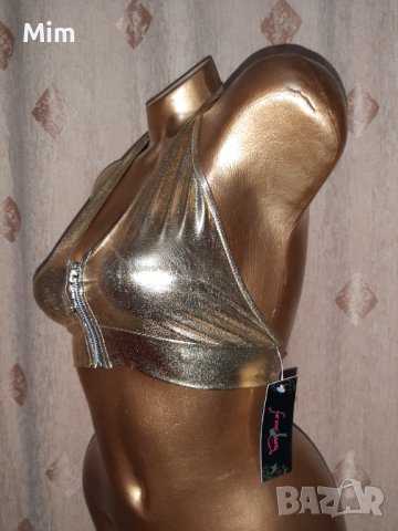 Forever sexy S/M Златисто бюстие винил и кожена черна пола , снимка 2 - Корсети, бюстиета, топове - 38809257