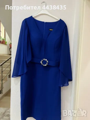 Елегантна синя рокля, снимка 5 - Рокли - 49874264