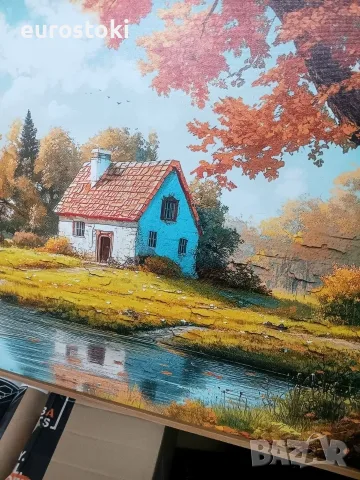 Голяма картина на платно Hyidecorart Селска Вила, 50x100 см, с красива дървена рамка, снимка 6 - Картини - 55729281