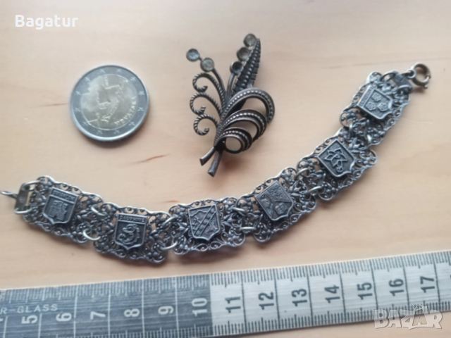 Арт нуво филигран лот,гривна,брошка,гранулация,бабин чеиз,накит,бижута,