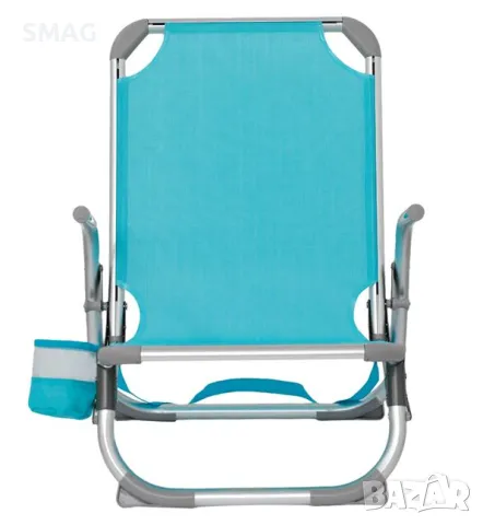 Тюркоазен плажен стол с дръжки 66x55x71cm S_1101809, снимка 2 - Къмпинг мебели - 50045961