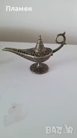 Антична арабска тамянна лампа,метална,ароматизираща, 11,8х7,2х4,3 см., снимка 4 - Антикварни и старинни предмети - 53622245