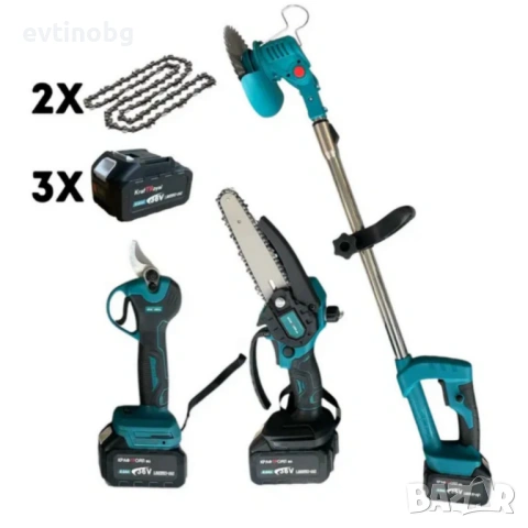 Акумулаторен комплект 3в1 – тример, ножица и резачка с 3 батерии 36V/8Ah, снимка 5 - Градинска техника - 53823153