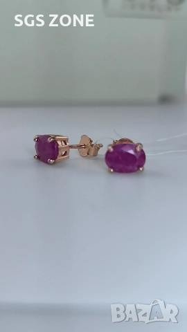 Сребърни обеци с рубин., снимка 11 - Обеци - 52873074