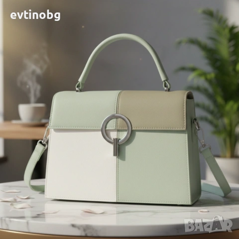 Многоцветна дамска чанта с метална тока и дълга дръжка, снимка 7 - Чанти - 53781855