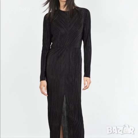 ZARA дълга черна рокля солей, снимка 4 - Рокли - 51285415