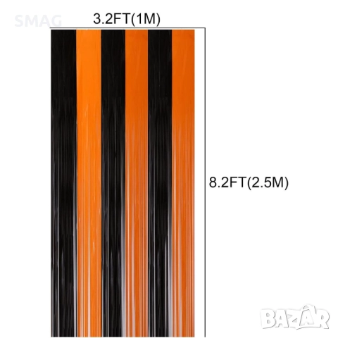 Завеса с ресни Halloween / Хелоуин, черно-оранжева, 100x200 см_1240363, снимка 4 - Декорация за дома - 52028240