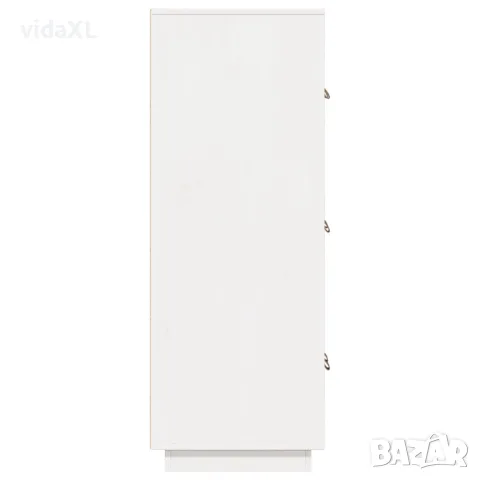 vidaXL Висок шкаф, бял, 67x40x108,5 см, борово дърво масив, снимка 7 - Бюфети - 56147919