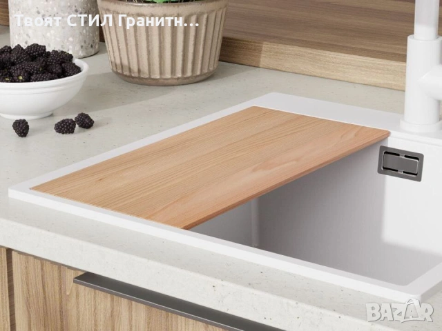 Кухненска Мивка от гранит модел Осло 50 XXL 490 x 500 mm - бяла, снимка 3 - Други - 38519956