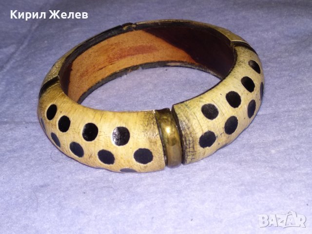 СТАРА ДЪРВЕНА РЯДКА РЪЧНА ИЗРАБОТКА РЕТРО ГРИВНА с БРОНЗОВИ ЕЛЕМЕНТИ 70011, снимка 6 - Антикварни и старинни предмети - 41202153