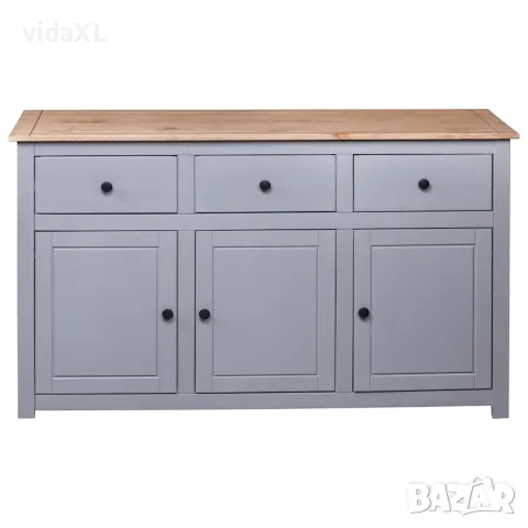 vidaXL Сайдборд, сив, 135x40x80 см, бор масив, стил Панама, снимка 5 - Бюфети - 56146512