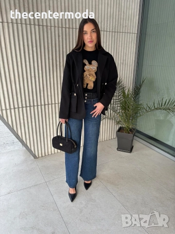 Дамско черно палто, снимка 3 - Палта, манта - 52903077