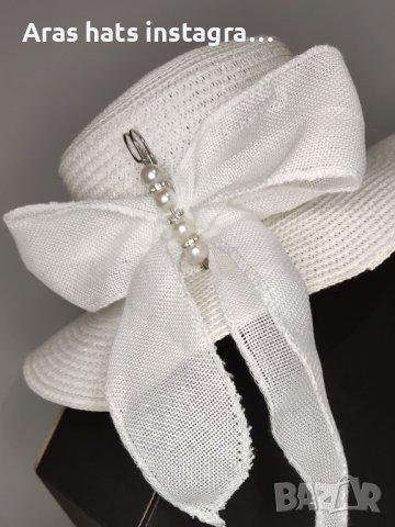 Бяла лятна дамска шапка, снимка 2 - Шапки - 41637495