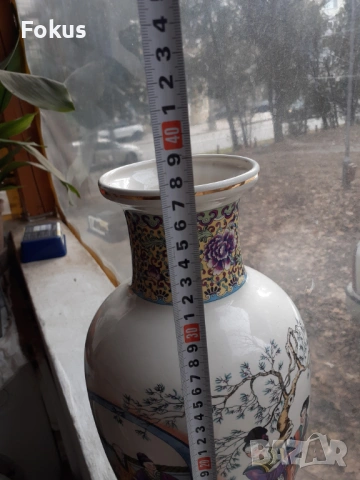 Страхотна голяма японска ваза - порцелан, маркировка, снимка 4 - Антикварни и старинни предмети - 53348196