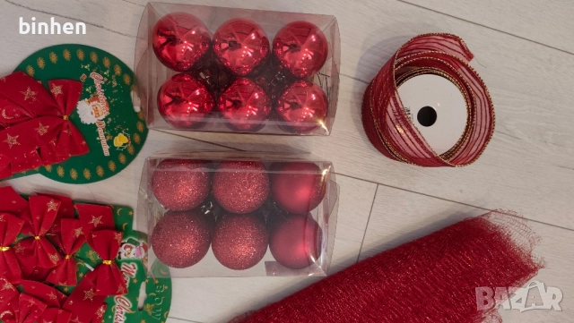 Коледна червена декорация за елха, снимка 9 - Декорация за дома - 52511784