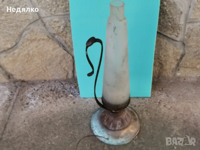 Стара бронзова електрическа лампа,работеща , снимка 6 - Антикварни и старинни предмети - 49119043