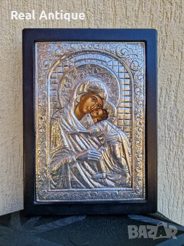 Стара прекрасна антикварна сребърна икона-,Сертификат , снимка 1